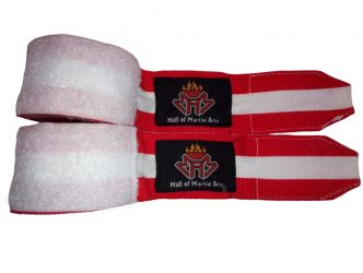 Boxing Hand Wraps 65% polyester 35% cotton high quality three color with 2” Velcro closer.